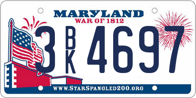 MD license plate 3BK4697