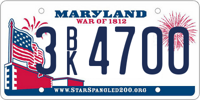 MD license plate 3BK4700