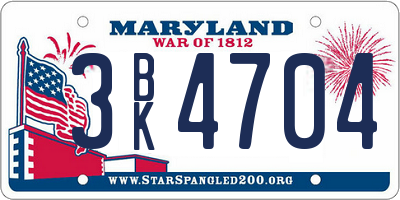 MD license plate 3BK4704