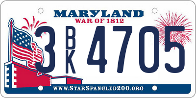 MD license plate 3BK4705