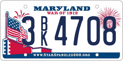 MD license plate 3BK4708