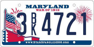 MD license plate 3BK4721