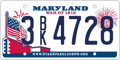 MD license plate 3BK4728
