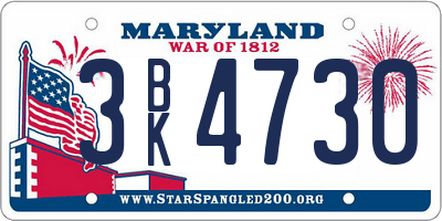 MD license plate 3BK4730