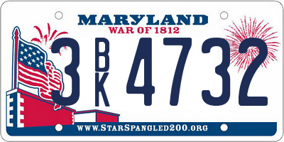 MD license plate 3BK4732