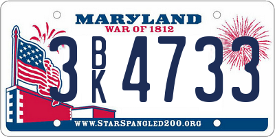 MD license plate 3BK4733