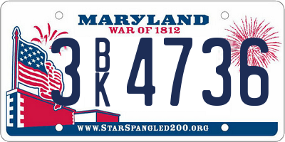 MD license plate 3BK4736
