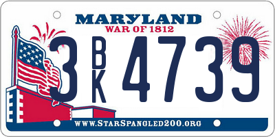 MD license plate 3BK4739