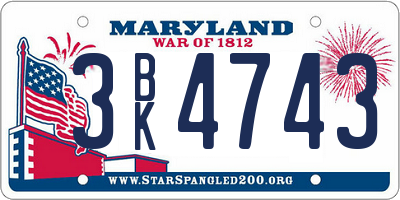 MD license plate 3BK4743