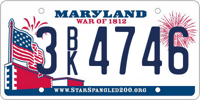 MD license plate 3BK4746