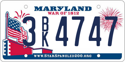 MD license plate 3BK4747