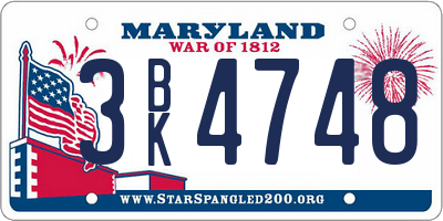 MD license plate 3BK4748