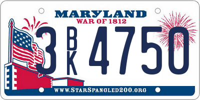 MD license plate 3BK4750