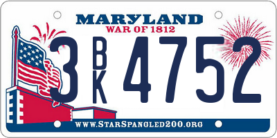 MD license plate 3BK4752