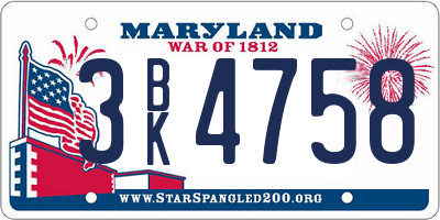MD license plate 3BK4758