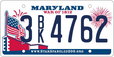 MD license plate 3BK4762