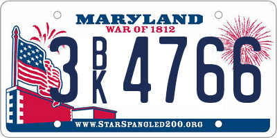 MD license plate 3BK4766