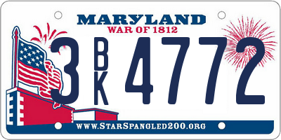 MD license plate 3BK4772