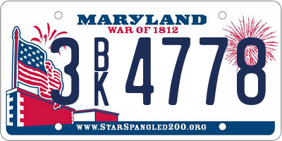 MD license plate 3BK4778