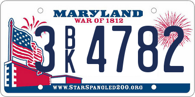 MD license plate 3BK4782
