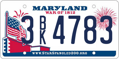 MD license plate 3BK4783