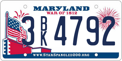 MD license plate 3BK4792