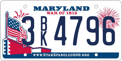 MD license plate 3BK4796