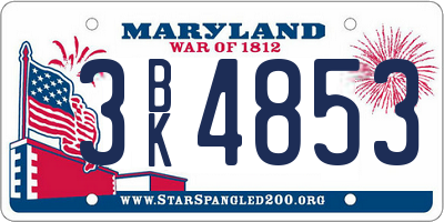 MD license plate 3BK4853