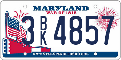 MD license plate 3BK4857