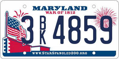 MD license plate 3BK4859