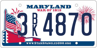 MD license plate 3BK4870