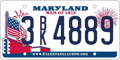 MD license plate 3BK4889