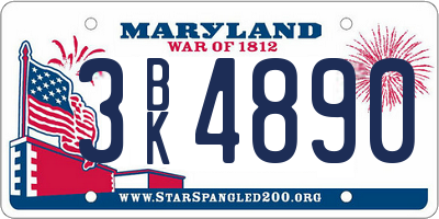 MD license plate 3BK4890