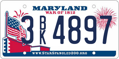 MD license plate 3BK4897