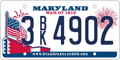 MD license plate 3BK4902