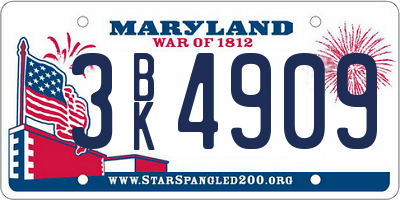 MD license plate 3BK4909