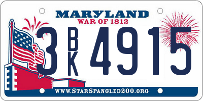 MD license plate 3BK4915