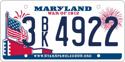 MD license plate 3BK4922