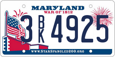 MD license plate 3BK4925