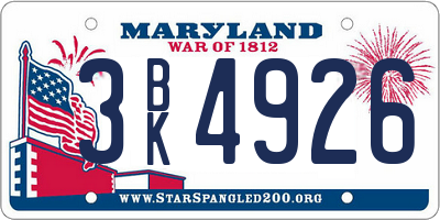 MD license plate 3BK4926