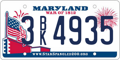 MD license plate 3BK4935