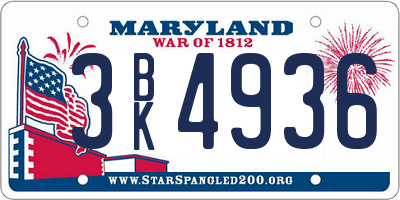 MD license plate 3BK4936