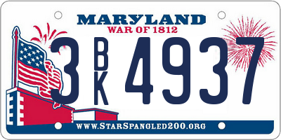 MD license plate 3BK4937