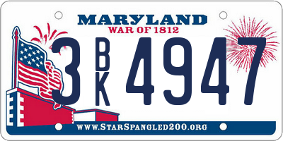 MD license plate 3BK4947