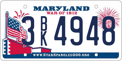 MD license plate 3BK4948