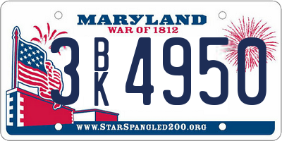 MD license plate 3BK4950