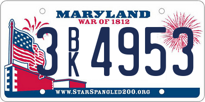 MD license plate 3BK4953