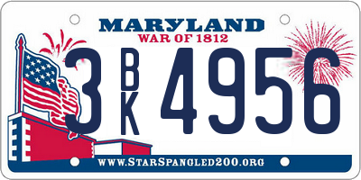 MD license plate 3BK4956