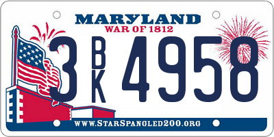 MD license plate 3BK4958