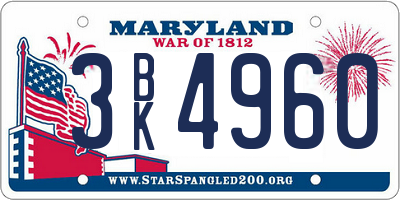 MD license plate 3BK4960